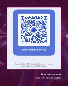 Aineiston jäsentäminen lakimiehille – Signal-yhteydenoton QR-koodi